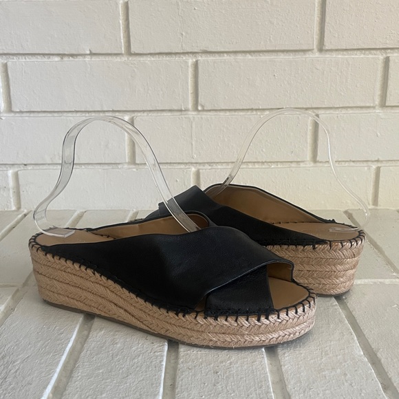 Franco Sarto Women's Black Leather Wedge Sandals Shoes 9 - Picture 1 of 8